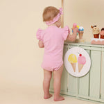 SNUGGLE HUNNY BUBBLEGUM SHORT SLEEVE BODYSUIT WITH FRILL