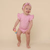 SNUGGLE HUNNY BUBBLEGUM SHORT SLEEVE BODYSUIT WITH FRILL
