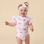 SNUGGLE HUNNY CAROUSEL SHORT SLEEVE BODYSUIT WITH FRILL