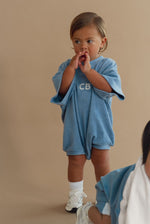 CINNAMON BABY TERRY TRACK T-SHIRT ROMPER - STORM
