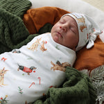 SNUGGLE HUNNY CHRISTMAS PUPS JERSEY WRAP & BEANIE SET