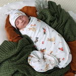 SNUGGLE HUNNY CHRISTMAS PUPS JERSEY WRAP & BEANIE SET