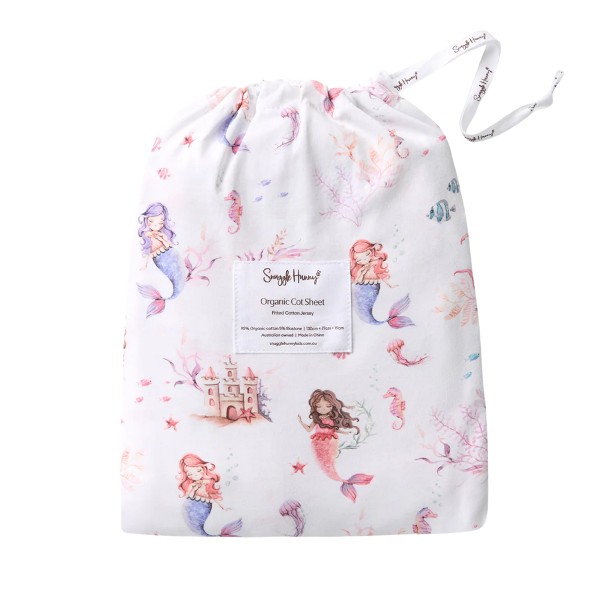 SNUGGLE HUNNY MERMAID FITTED COT SHEET