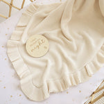 SNUGGLE HUNNY CREAM RUFFLE KNIT BABY BLANKET
