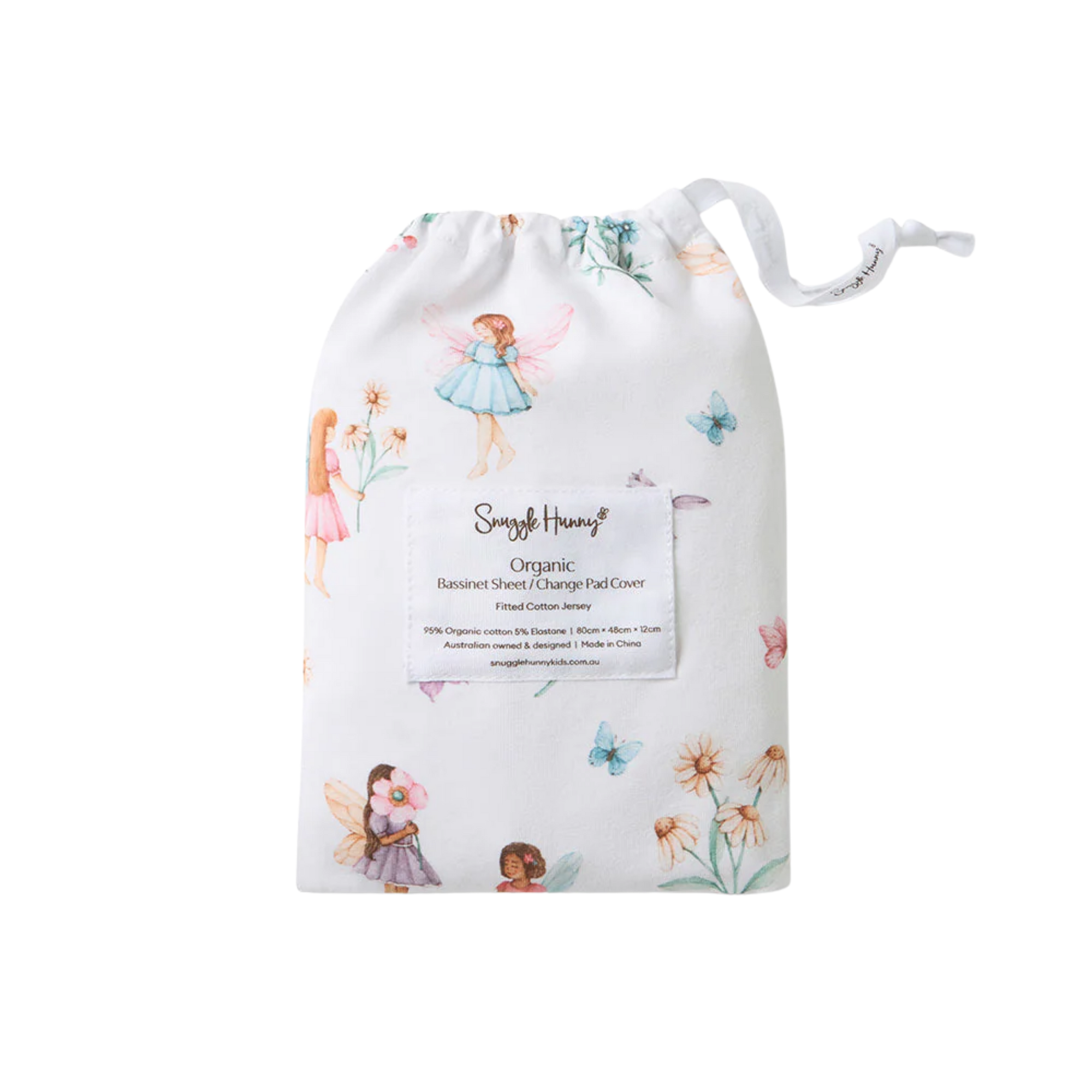 SNUGGLE HUNNY FAIRY GARDEN BASSINET SHEET / CHANGE PAD COVER