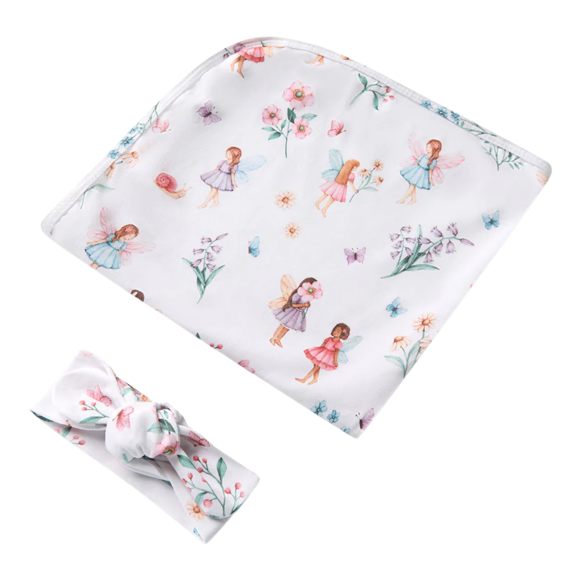 SNUGGLE HUNNY FAIRY GARDEN JERSEY WRAP & TOPKNOT SET