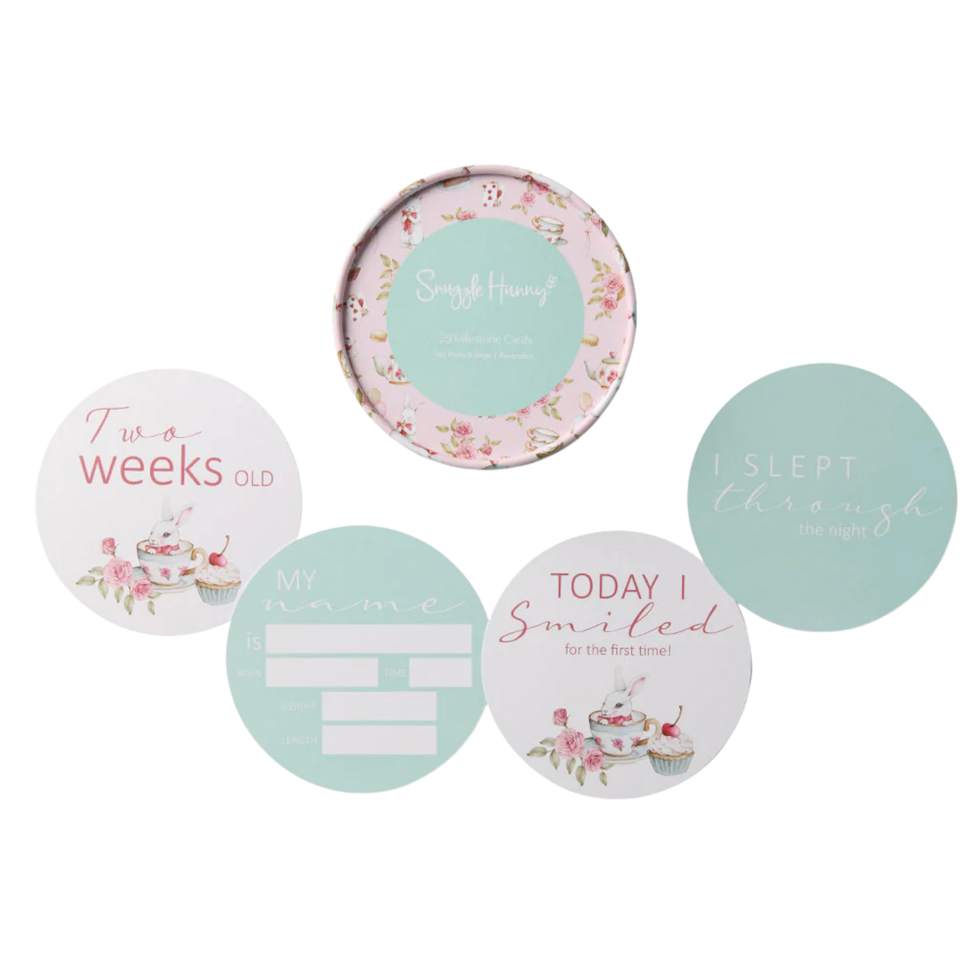 SNUGGLE HUNNY TEA PARTY & SAGE REVERSIBLE MILESTONE CARDS