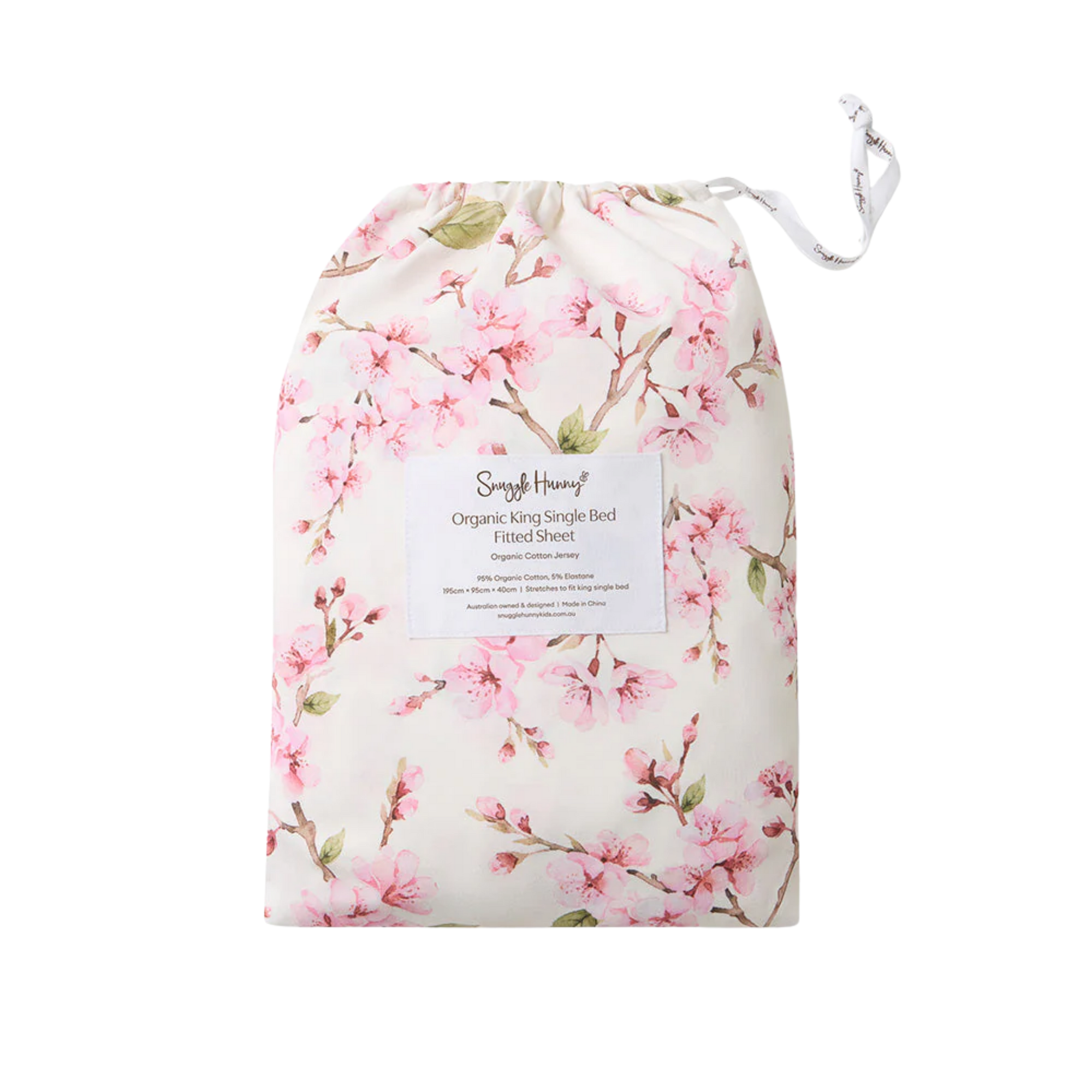 SNUGGLE HUNNY CHERRY BLOSSOM ORGANIC COTTON FITTED SHEET