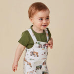 SNUGGLE HUNNY DIGGERS & TRACTORS OVERALL SHORTS