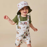 SNUGGLE HUNNY DIGGERS & TRACTORS OVERALL SHORTS