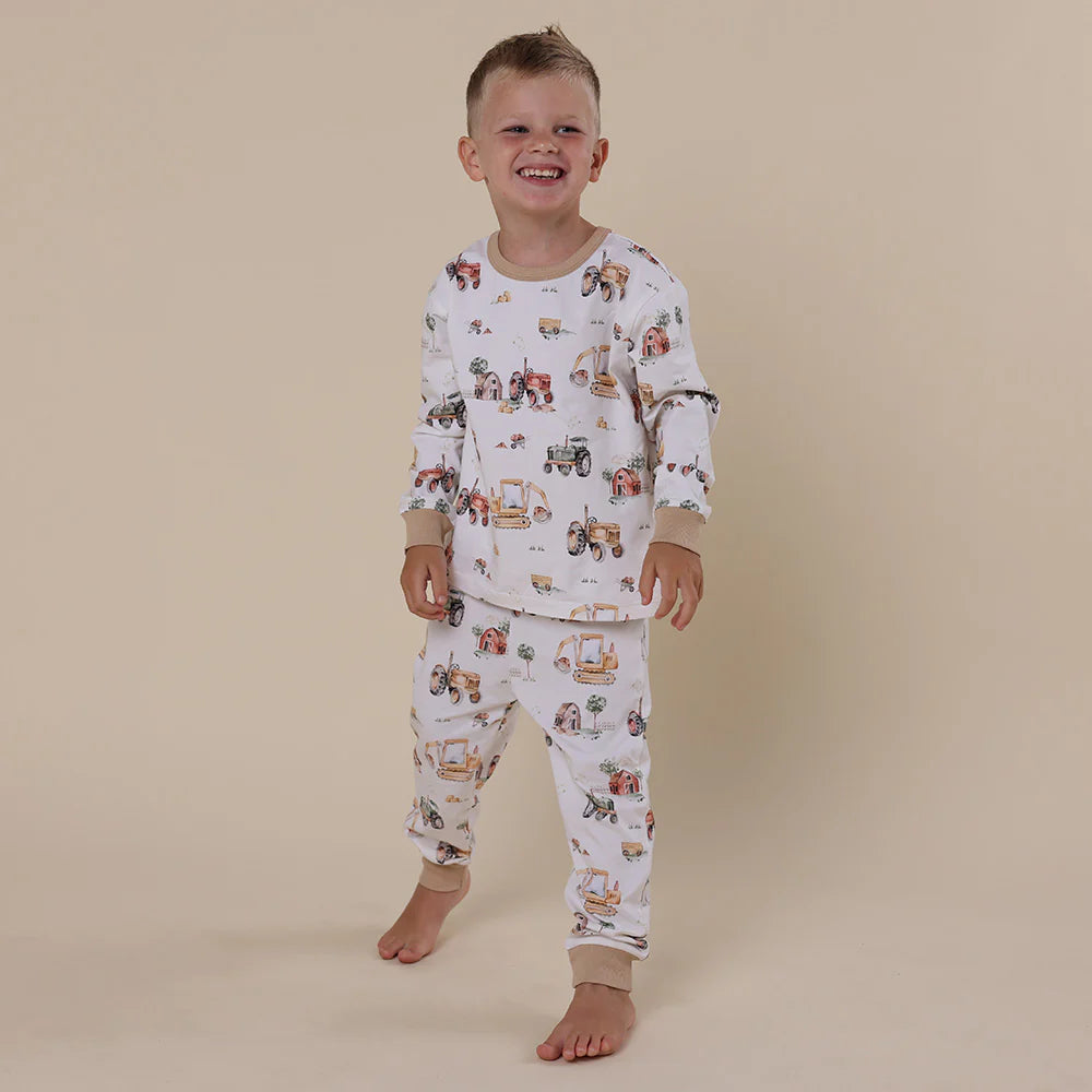 SNUGGLE HUNNY DIGGERS & TRACTORS LONG SLEEVE PJ SET