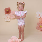 SNUGGLE HUNNY CHERRY BLOSSOM SHORT SLEEVE BODYSUIT WITH FRILL