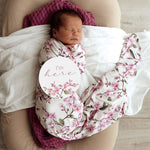 SNUGGLE HUNNY CHERRY BLOSSOM JERSEY WRAP & TOPKNOT SET