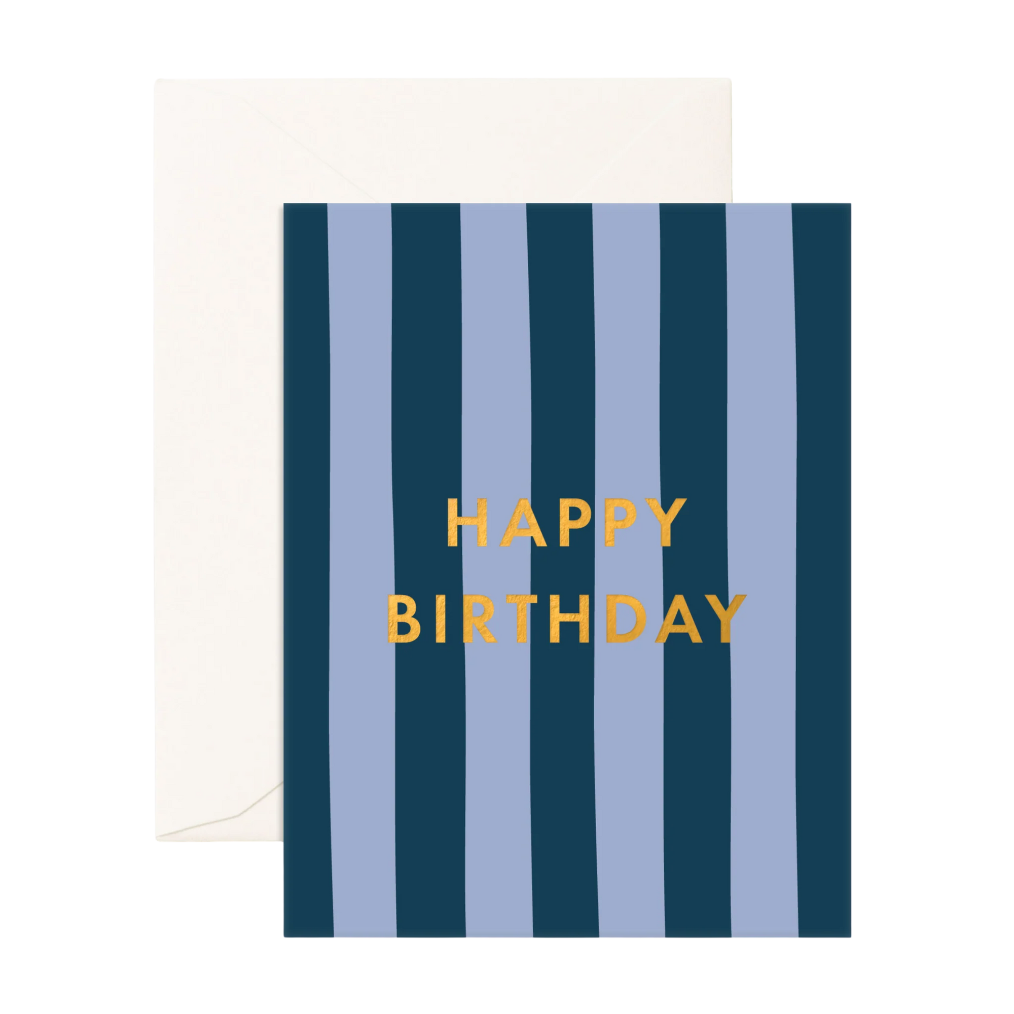 FOX & FALLOW BIRTHDAY NAVY STRIPE GREETING CARD