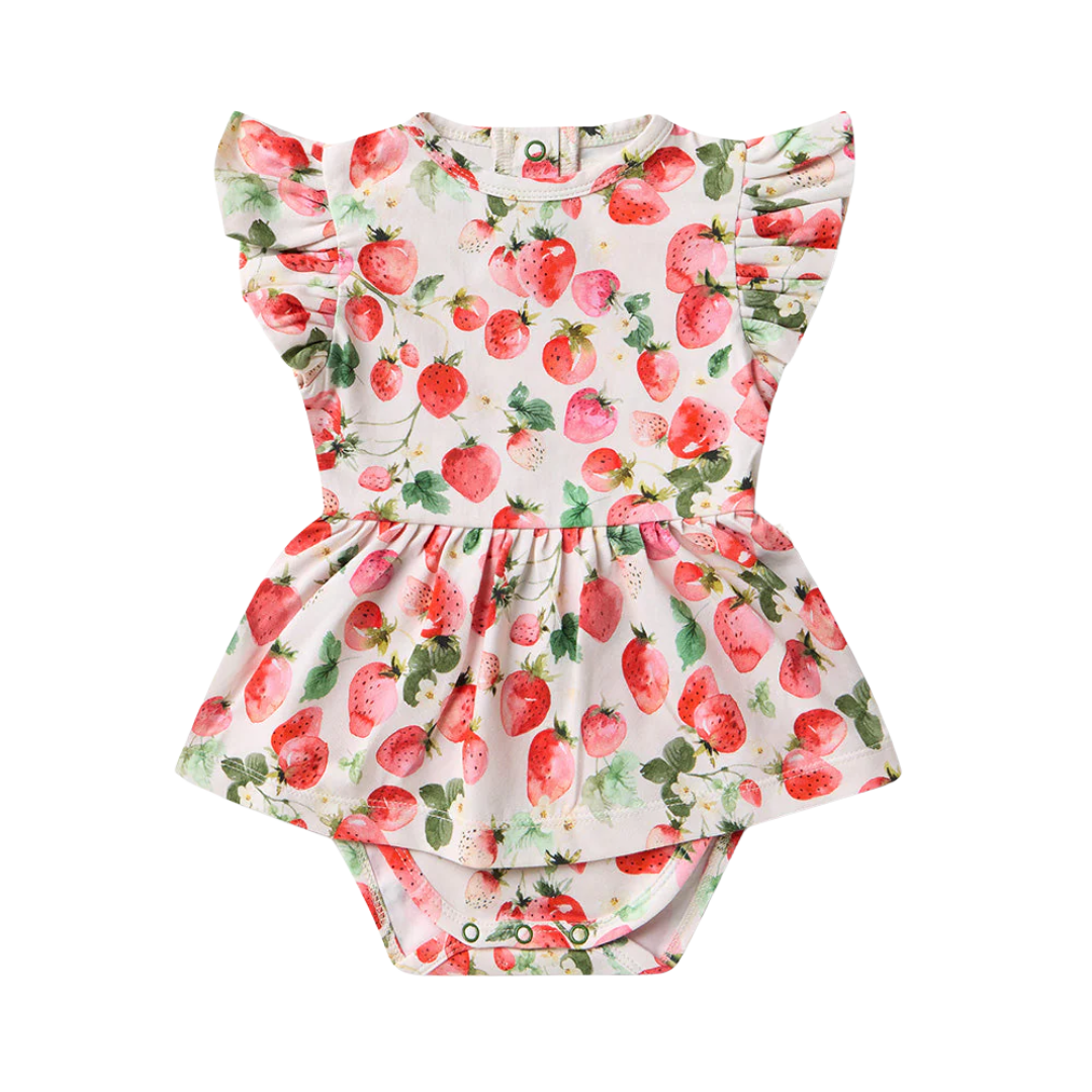 SNUGGLE HUNNY STRAWBERRY SHORT SLEEVE  DRESS