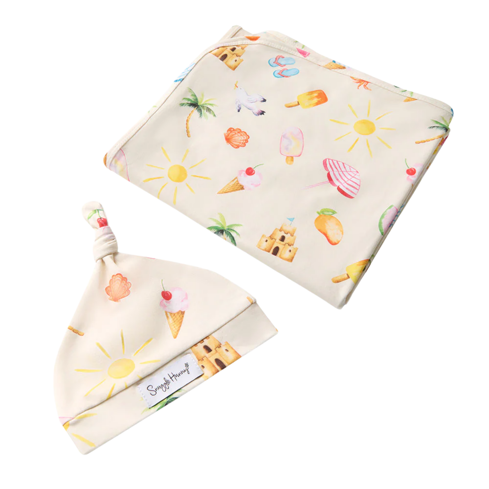 SNUGGLE HUNNY BEACH FUN JERSEY WRAP & BEANIE SET