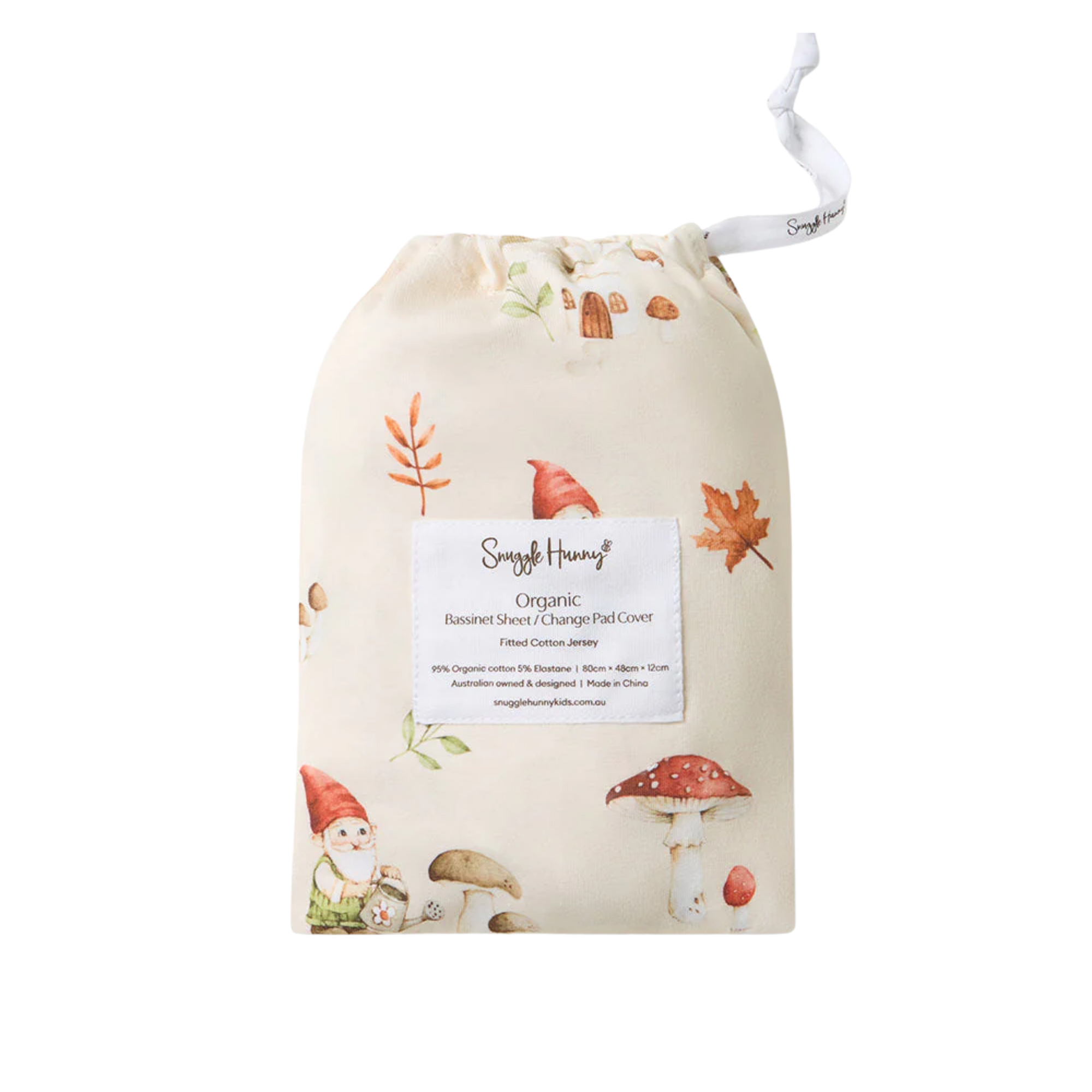 SNUGGLE HUNNY GNOMES BASSINET SHEET / CHANGE PAD COVER