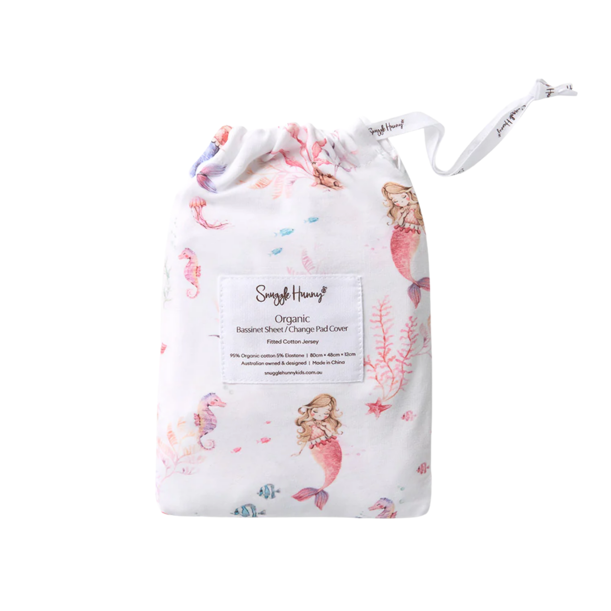 SNUGGLE HUNNY MERMAID BASSINET SHEET / CHANGE PAD COVER