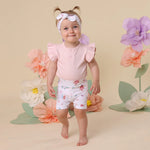 SNUGGLE HUNNY BABY PINK SHORT SLEEVE BODYSUIT WITH FRILL