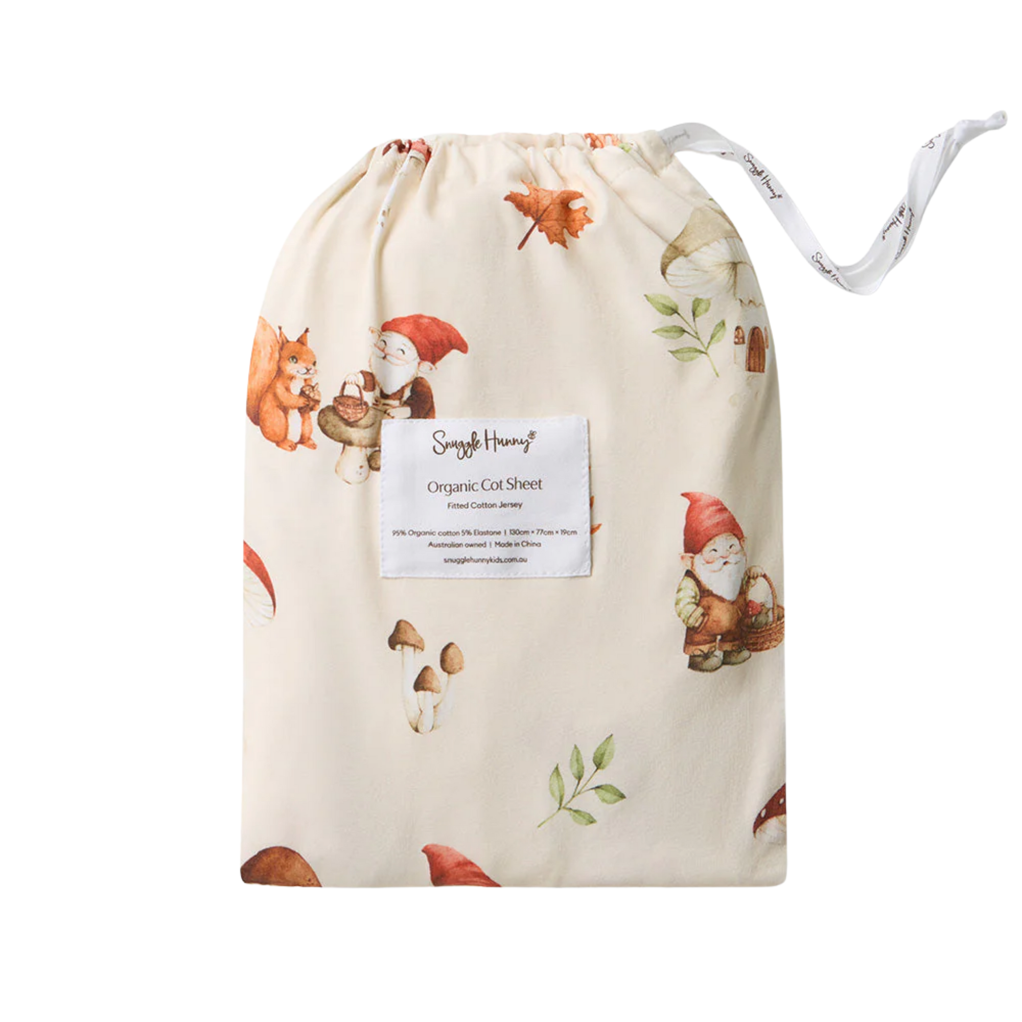 SNUGGLE HUNNY GNOMES FITTED COT SHEET