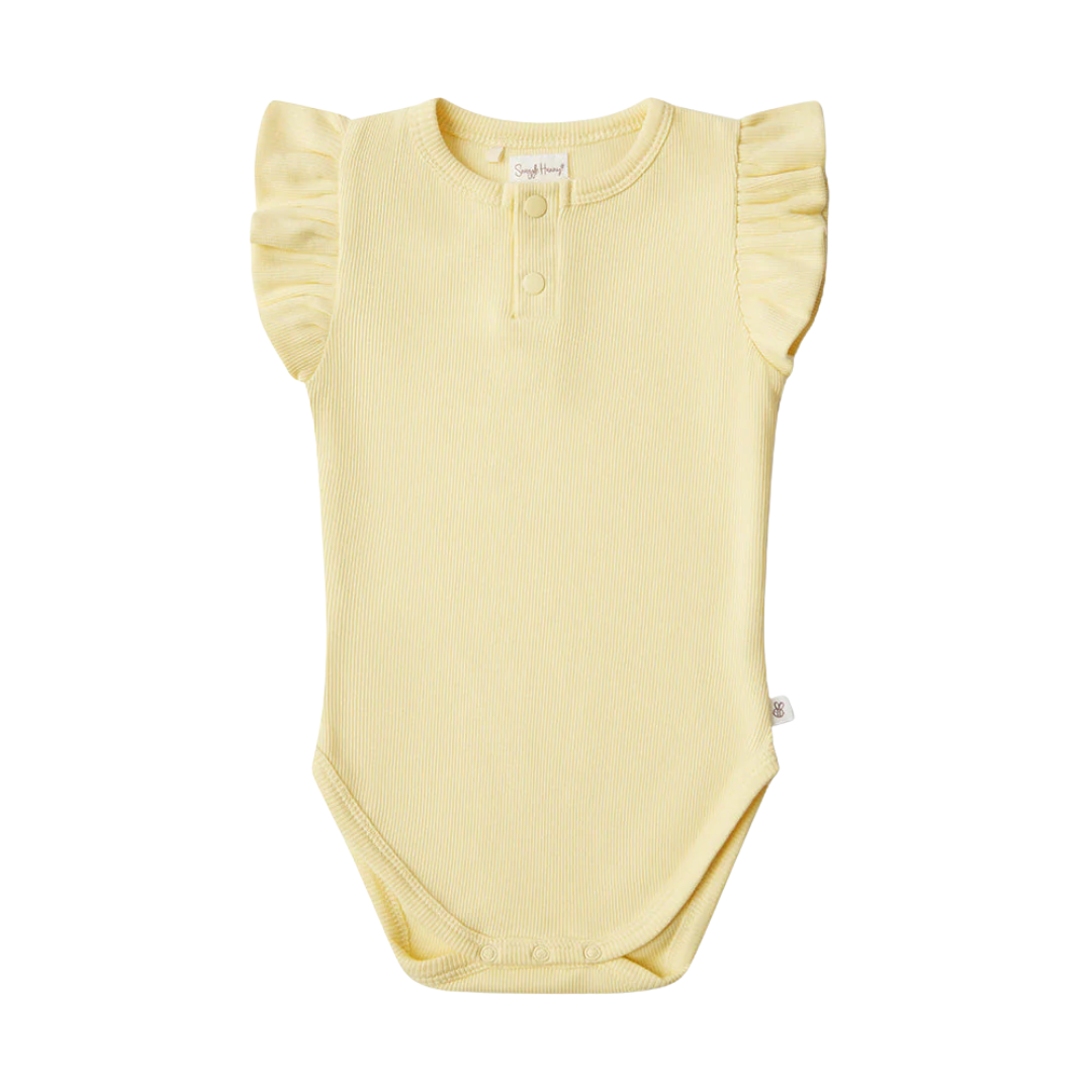 SNUGGLE HUNNY SUNLIGHT SHORT SLEEVE BODYSUIT WITH FRILL