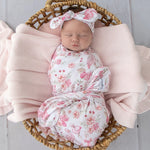 SNUGGLE HUNNY FLAMINGOS JERSEY WRAP & TOPKNOT SET