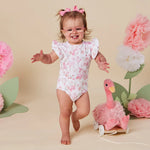 SNUGGLE HUNNY FLAMINGOS SHORT SLEEVE BODYSUIT WITH FRILL