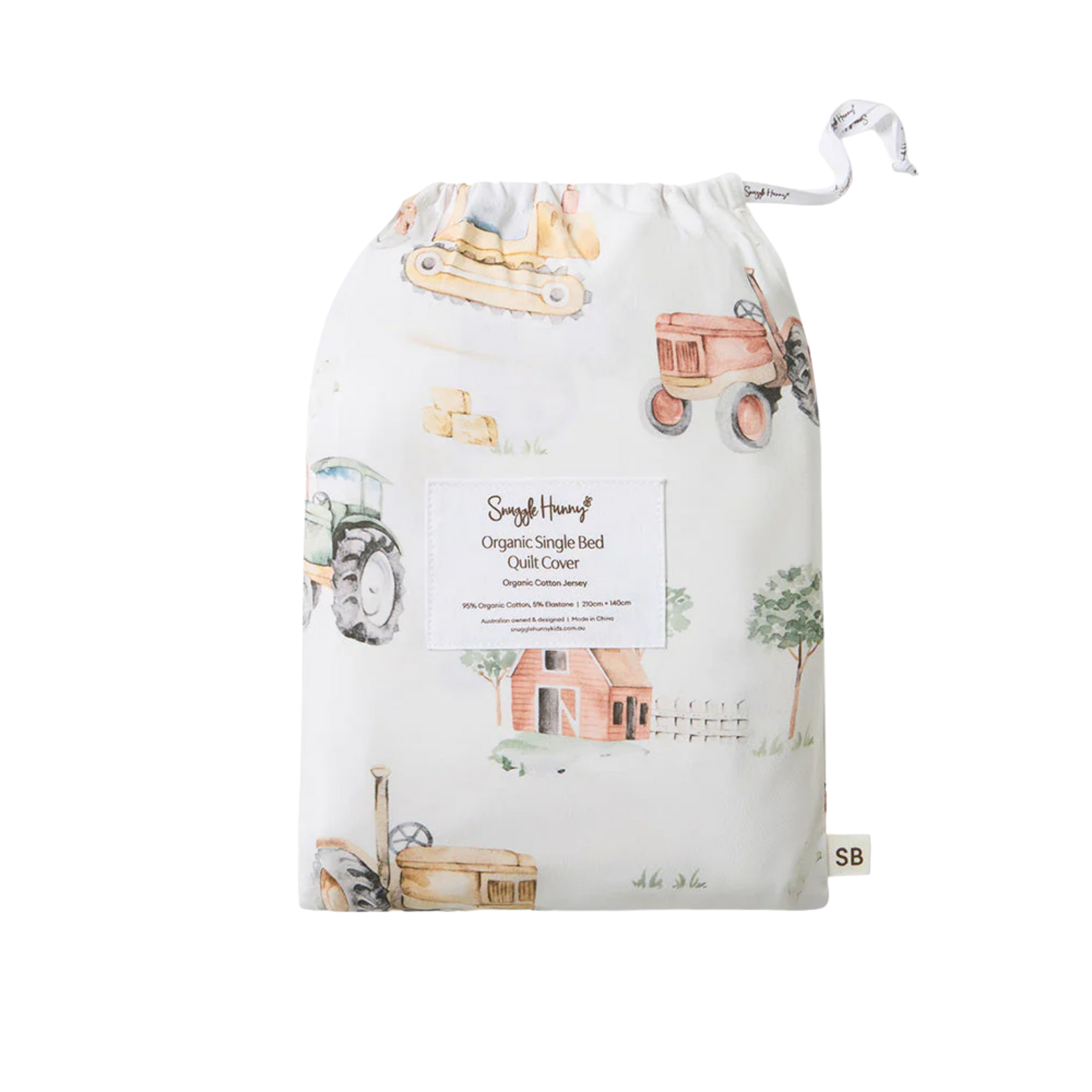 SNUGGLE HUNNY DIGGERS & TRACTORS ORGANIC COTTON QUILT COVER