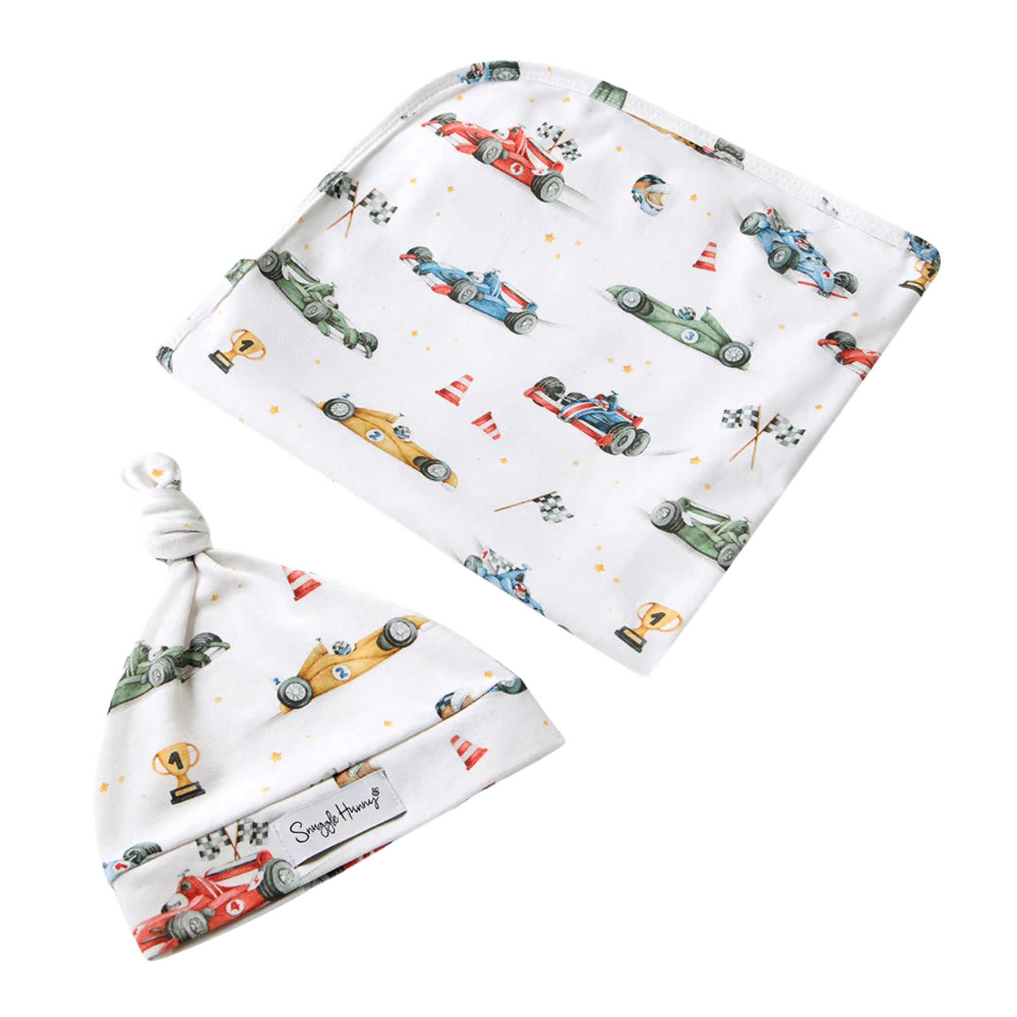 SNUGGLE HUNNY LITTLE RACERS JERSEY WRAP & BEANIE SET