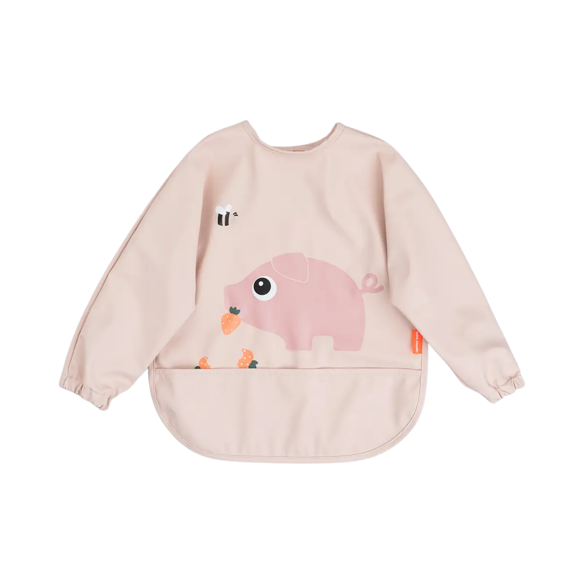 DONE BY DEER SLEEVED POCKET BIB TINY FARM - POWDER