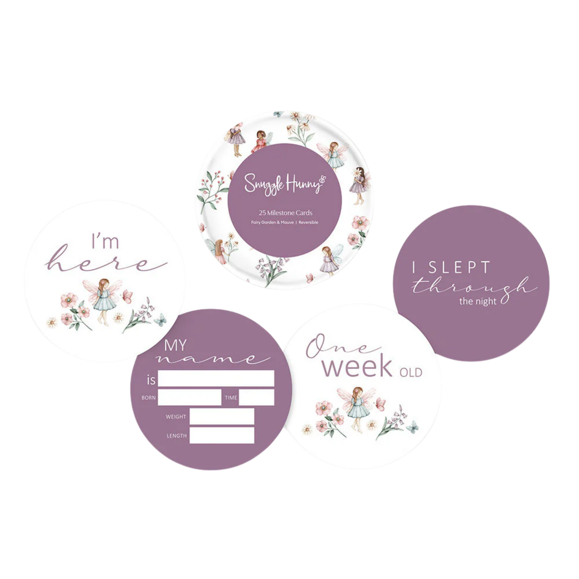 SNUGGLE HUNNY FAIRY GARDEN & DUSK REVERSIBLE MILESTONE CARDS