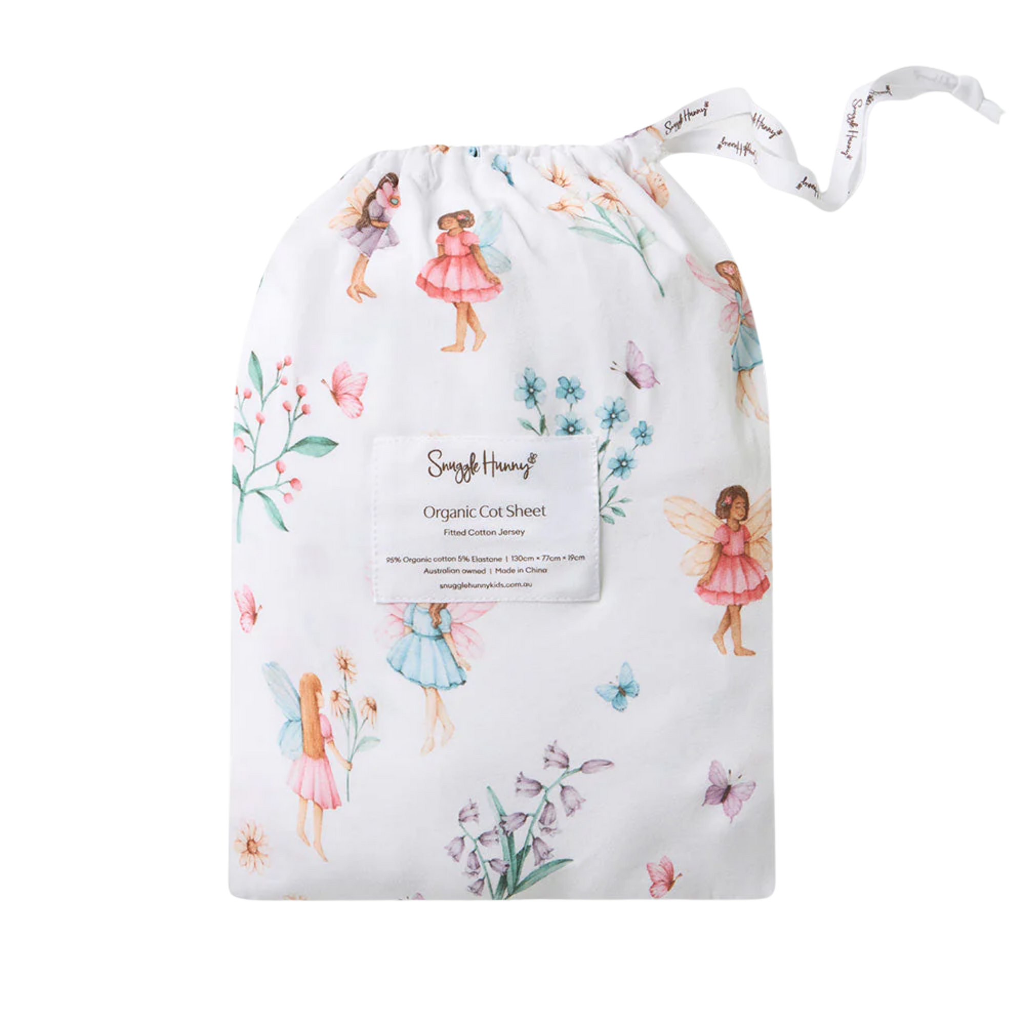 SNUGGLE HUNNY FAIRY GARDEN FITTED COT SHEET