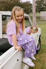 SUNDAY SIBLINGS DUSTY STAR PANTS - PURPLE GINGHAM (PRE-ORDER)