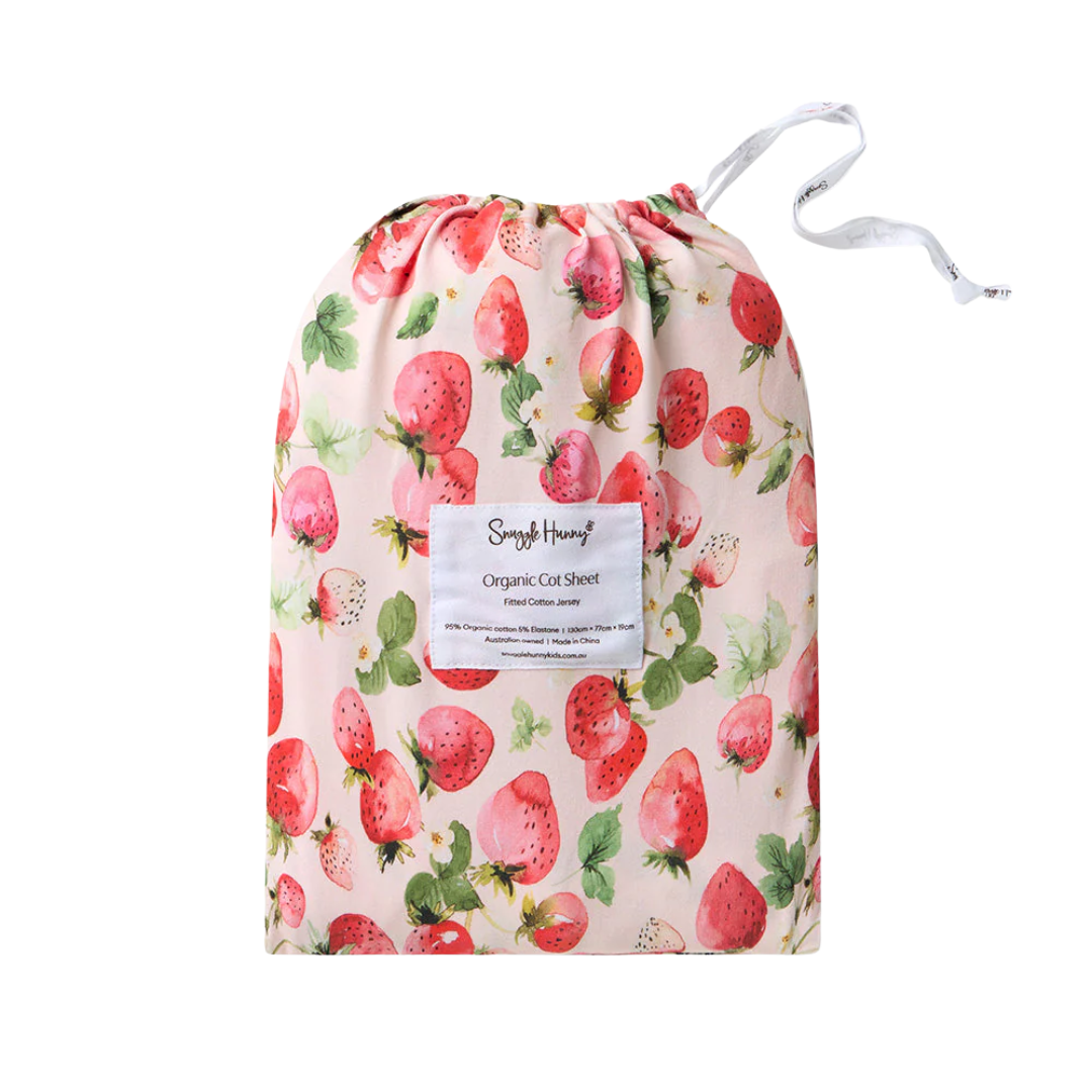 SNUGGLE HUNNY STRAWBERRY FITTED COT SHEET