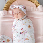 SNUGGLE HUNNY ICE CREAMS JERSEY WRAP & TOPKNOT SET