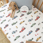 SNUGGLE HUNNY LITTLE RACERS FITTED COT SHEET