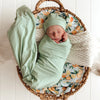 SNUGGLE HUNNY MINT JERSEY WRAP & BEANIE SET
