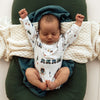 SNUGGLE HUNNY TRAINS LONG SLEEVE ORGANIC BODYSUIT