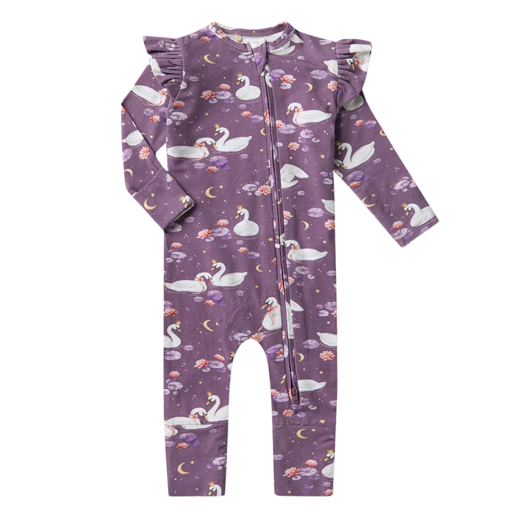 SNUGGLE HUNNY MIDNIGHT SWAN CONVERTIBLE ROMPER WITH FRILL