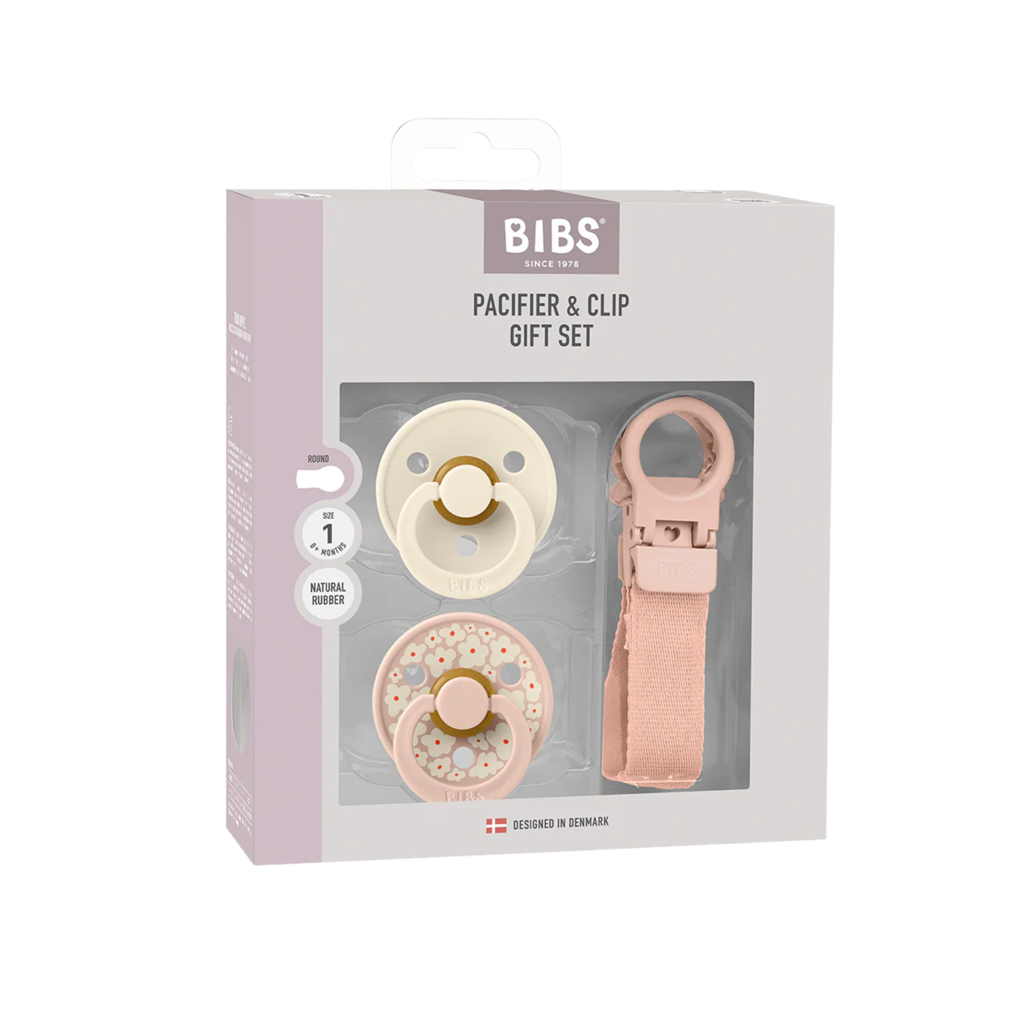 BIBS DUMMY & LOOP CLIP GIFT SET - BLUSH