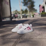 ADIDAS KIDS GRAND COURT 3.0 WHITE / PINK STRIPE