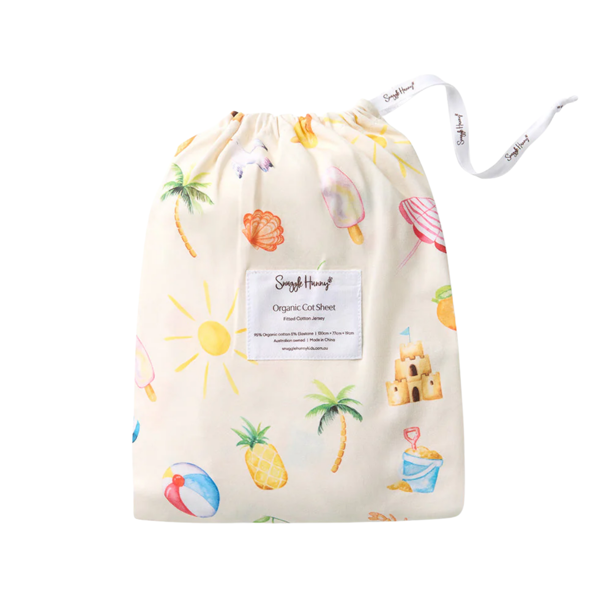 SNUGGLE HUNNY BEACH FUN FITTED COT SHEET