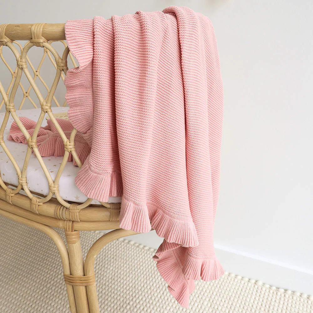 SNUGGLE HUNNY ROSA RUFFLE KNIT BABY BLANKET