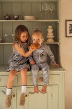 CINNAMON BABY BLACK GINGHAM GROWSUIT