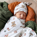 SNUGGLE HUNNY SANTA'S TOY SHOP JERSERY WRAP & BEANIE SET