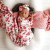 SNUGGLE HUNNY STRAWBERRY JERSEY WRAP & TOPKNOT SET