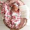 SNUGGLE HUNNY STRAWBERRY JERSEY WRAP & TOPKNOT SET