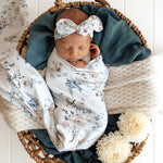 SNUGGLE HUNNY SWEET SWALLOWS JERSEY WRAP & TOPKNOT SET