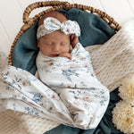 SNUGGLE HUNNY SWEET SWALLOWS JERSEY WRAP & TOPKNOT SET