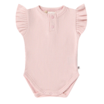 SNUGGLE HUNNY BABY PINK SHORT SLEEVE BODYSUIT WITH FRILL